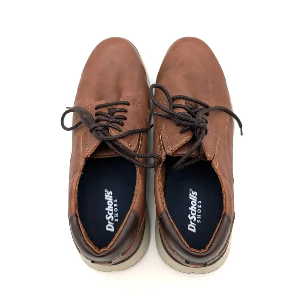 Dr. Scholl's Synergy Plain Toe Derby Shoes Men's Dark Tan Size US10M EU44